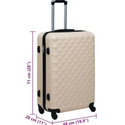 vidaXL Maleta rígida con ruedas ABS Dorado Discount