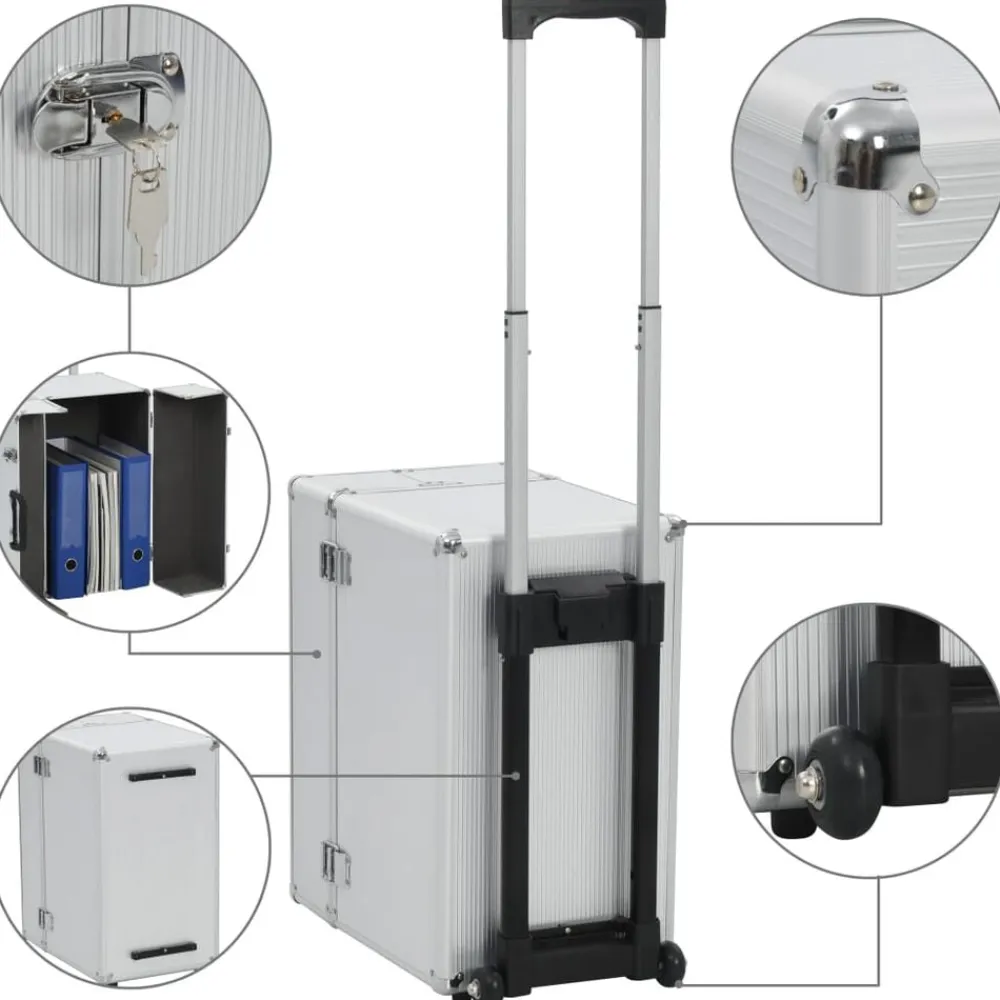 vidaXL Maletas Y Bolsos De Viaje-Maleta trolley de piloto aluminio plateado 47x39x27 cm