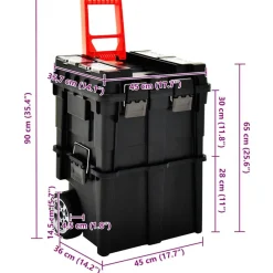 vidaXL Accesorios De Bricolaje-Maleta trolley para herramientas con mango 45x36x90 cm