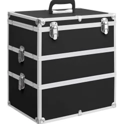 vidaXL Maletín de maquillaje 37x24x40 cm aluminio Negro