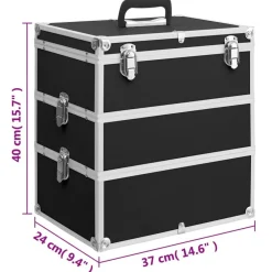 vidaXL Maletín de maquillaje 37x24x40 cm aluminio Negro