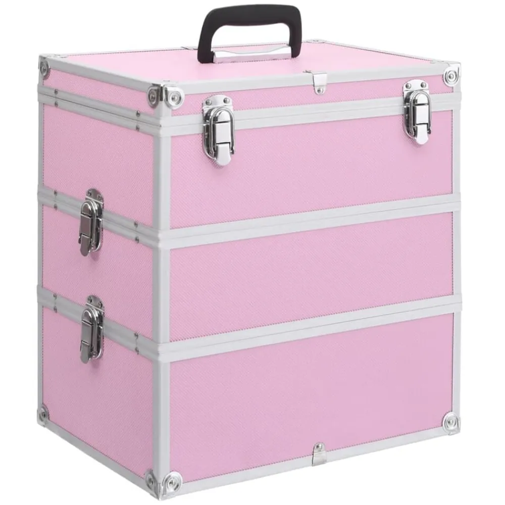 vidaXL Maletín de maquillaje 37x24x40 cm aluminio Rosa Online