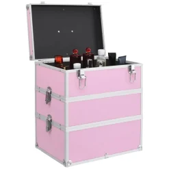 vidaXL Maletín de maquillaje 37x24x40 cm aluminio Rosa Online