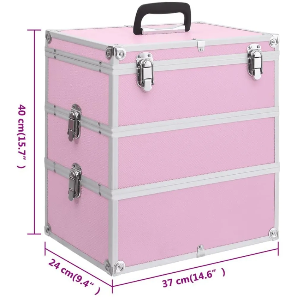 vidaXL Maletín de maquillaje 37x24x40 cm aluminio Rosa Online