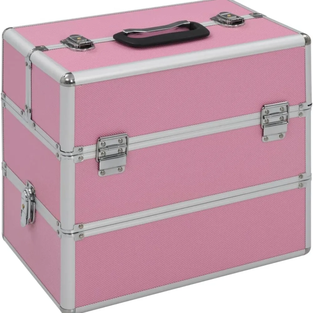 vidaXL Maletas Y Bolsos De Viaje-Maletín de maquillaje 37x24x35 cm aluminio