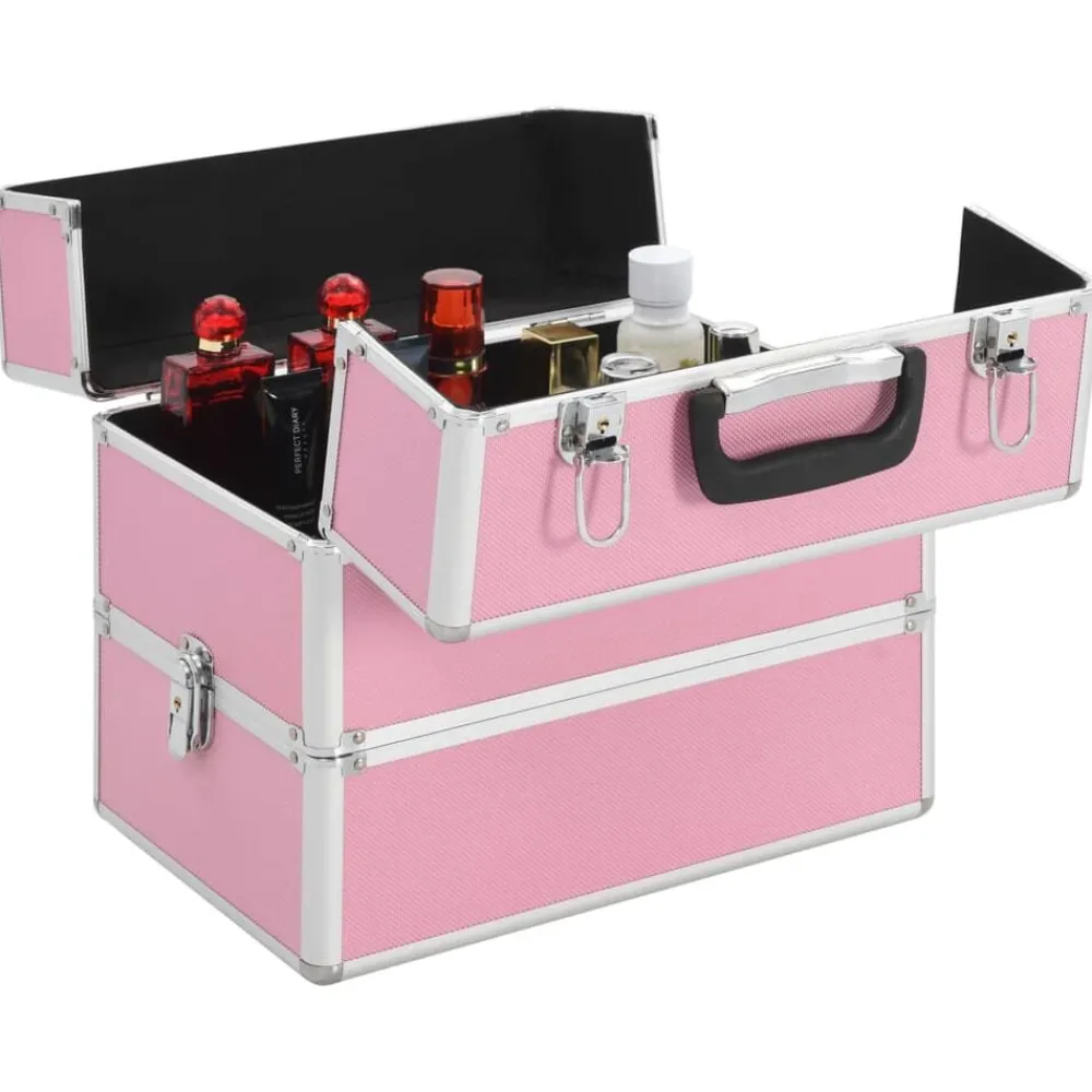 vidaXL Maletas Y Bolsos De Viaje-Maletín de maquillaje 37x24x35 cm aluminio