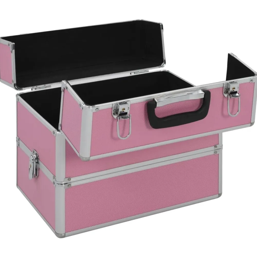 vidaXL Maletas Y Bolsos De Viaje-Maletín de maquillaje 37x24x35 cm aluminio
