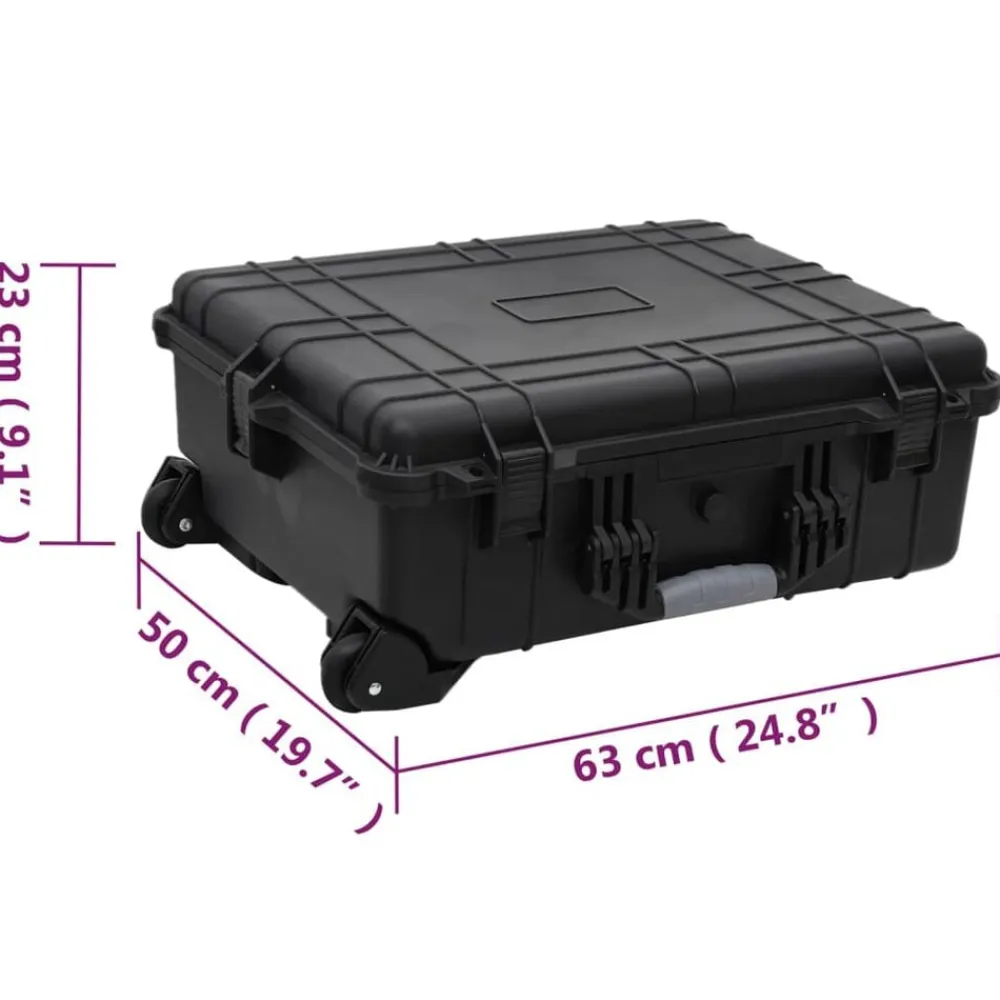 vidaXL Maletas Y Bolsos De Viaje-Maletín de vuelo con ruedas PP negro 63x50x23 cm