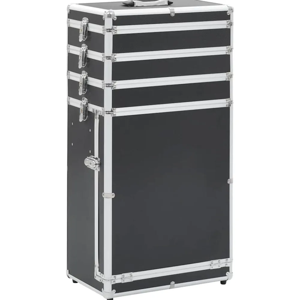 vidaXL Maletín trolley de maquillaje de aluminio Negro