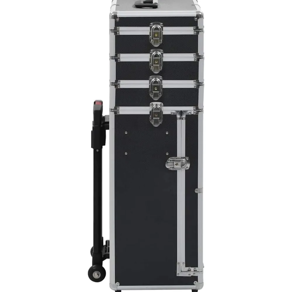 vidaXL Maletín trolley de maquillaje de aluminio Negro