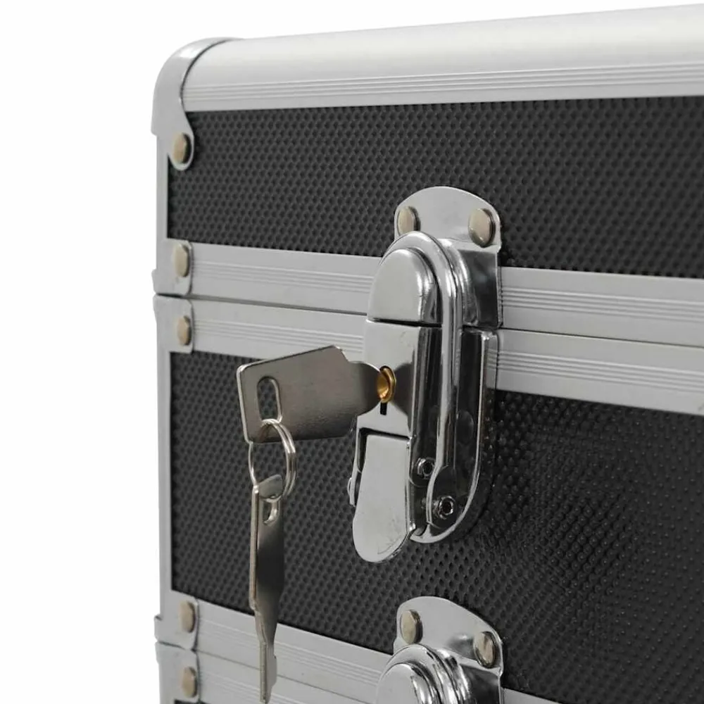 vidaXL Maletín trolley de maquillaje de aluminio Negro
