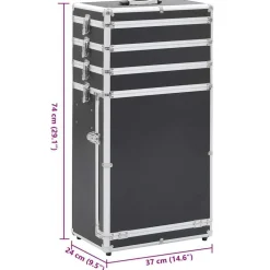 vidaXL Maletín trolley de maquillaje de aluminio Negro