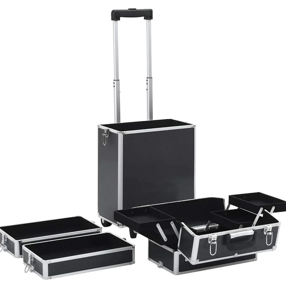 vidaXL Maletas Y Bolsos De Viaje-Maletín trolley de maquillaje de aluminio