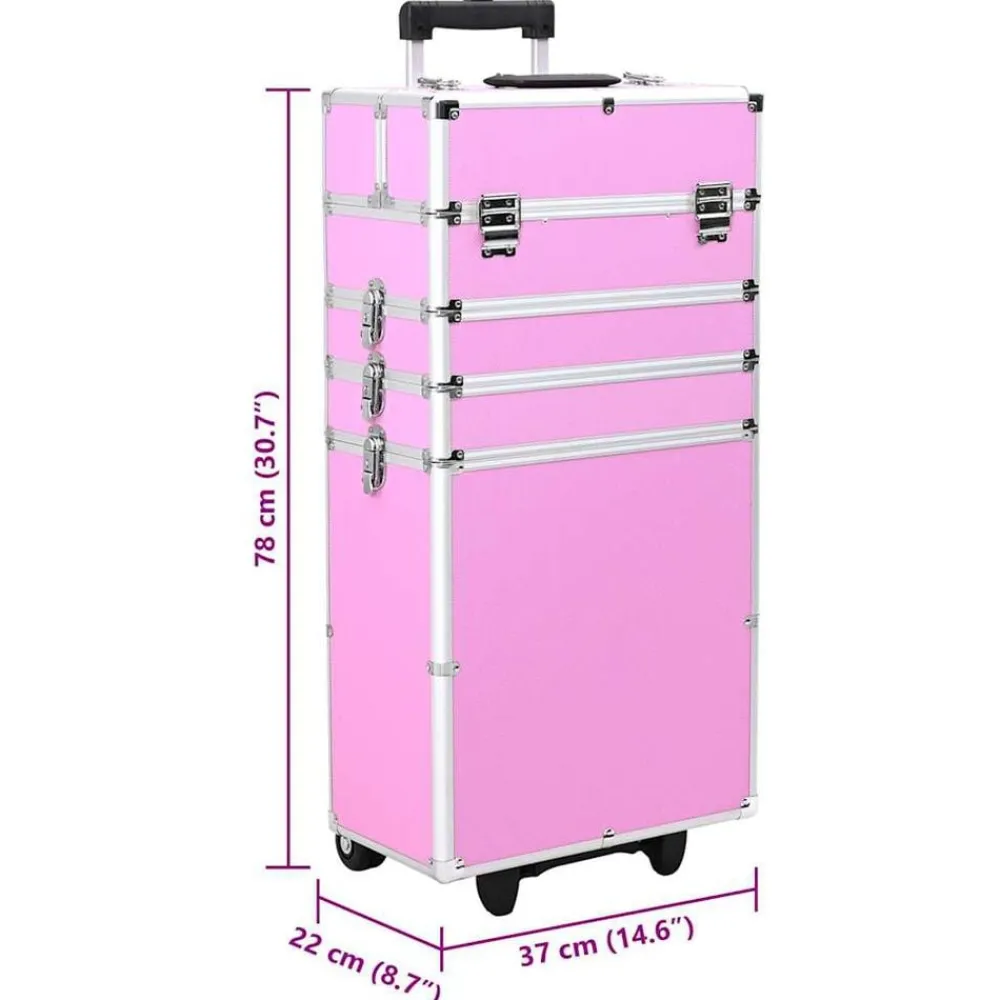 vidaXL Maletas Y Bolsos De Viaje-Maletín trolley de maquillaje de aluminio
