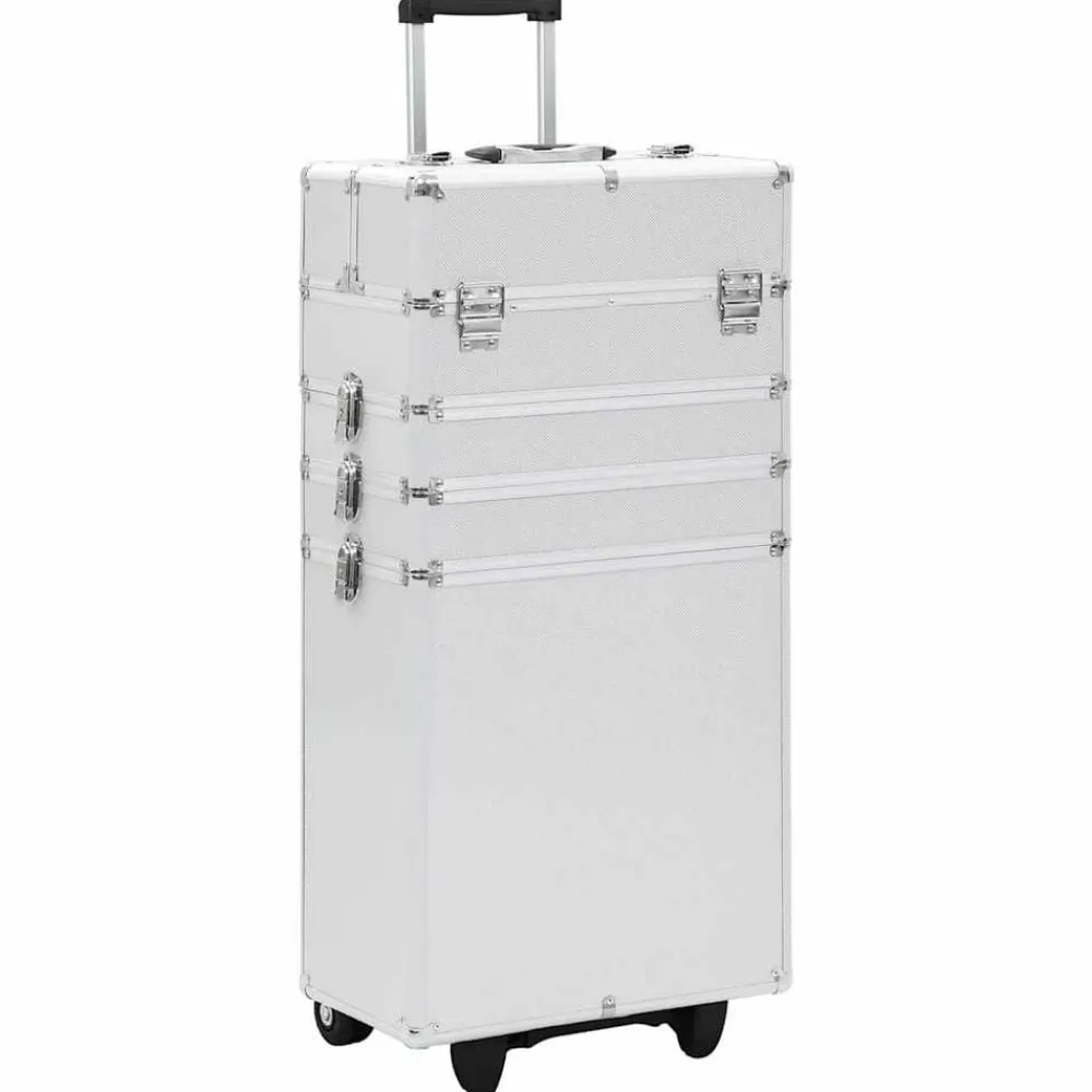 vidaXL Maletín trolley de maquillaje de aluminio Plateado Outlet