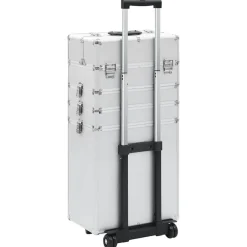 vidaXL Maletín trolley de maquillaje de aluminio Plateado Outlet