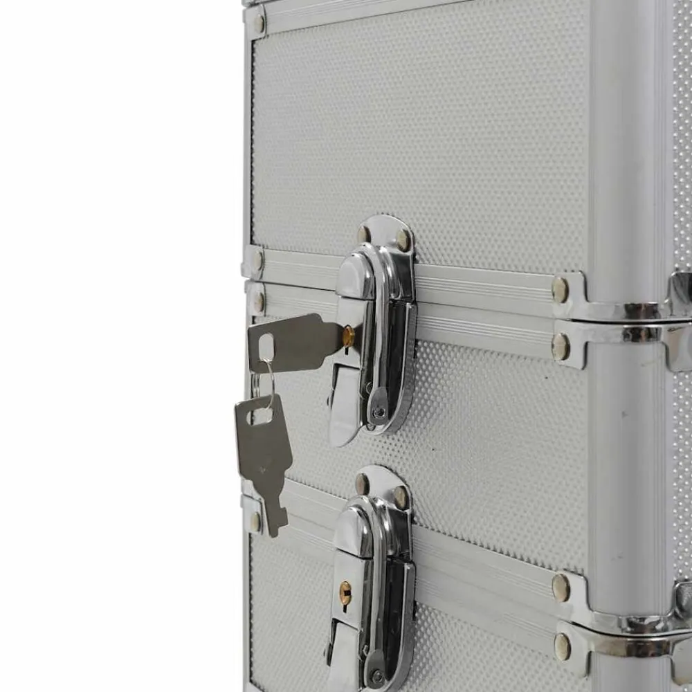 vidaXL Maletín trolley de maquillaje de aluminio Plateado Outlet