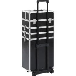 vidaXL Maletín trolley maquillaje aluminio negro estampado cocodrilo estampado de cocodrilo negro Outlet