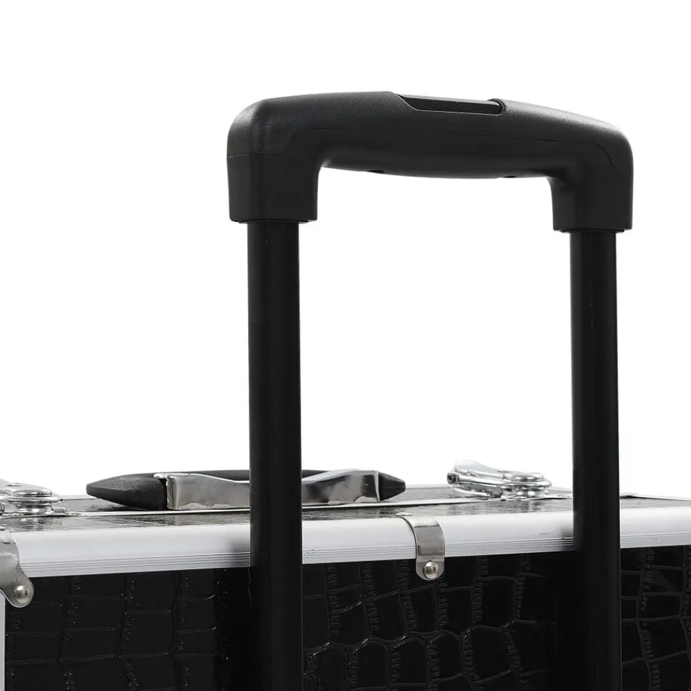 vidaXL Maletín trolley maquillaje aluminio negro estampado cocodrilo estampado de cocodrilo negro Outlet