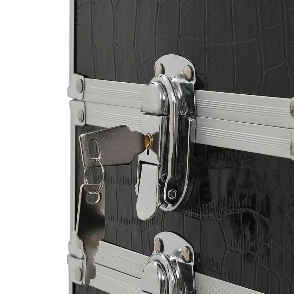 vidaXL Maletín trolley maquillaje aluminio negro estampado cocodrilo estampado de cocodrilo negro Outlet