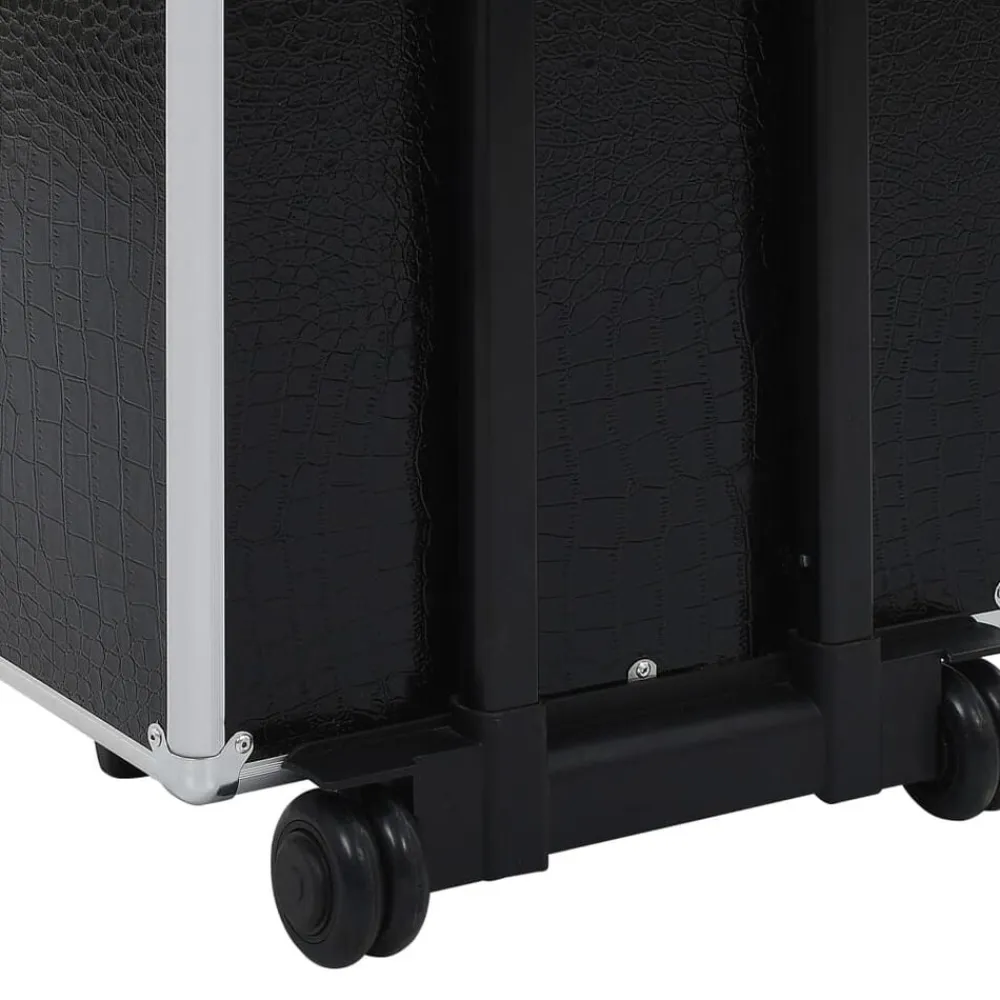 vidaXL Maletín trolley maquillaje aluminio negro estampado cocodrilo estampado de cocodrilo negro Outlet