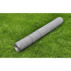 vidaXL Vallas De Jardín-Malla de alambre hexagonal acero galvanizado 1x25 m