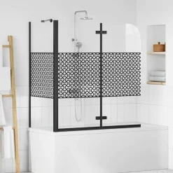 vidaXL Mampara de baño a rayas vidrio templado 120x68x130 cm Negro Discount