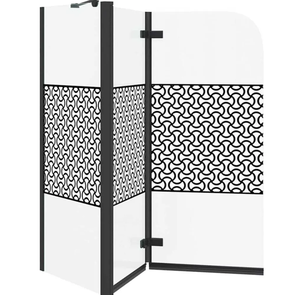 vidaXL Mampara de baño a rayas vidrio templado 120x68x130 cm Negro Discount