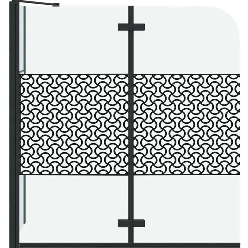 vidaXL Mampara de baño a rayas vidrio templado 120x68x130 cm Negro Discount