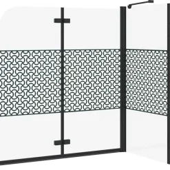 vidaXL Mampara de baño a rayas vidrio templado 120x68x130 cm Negro Discount