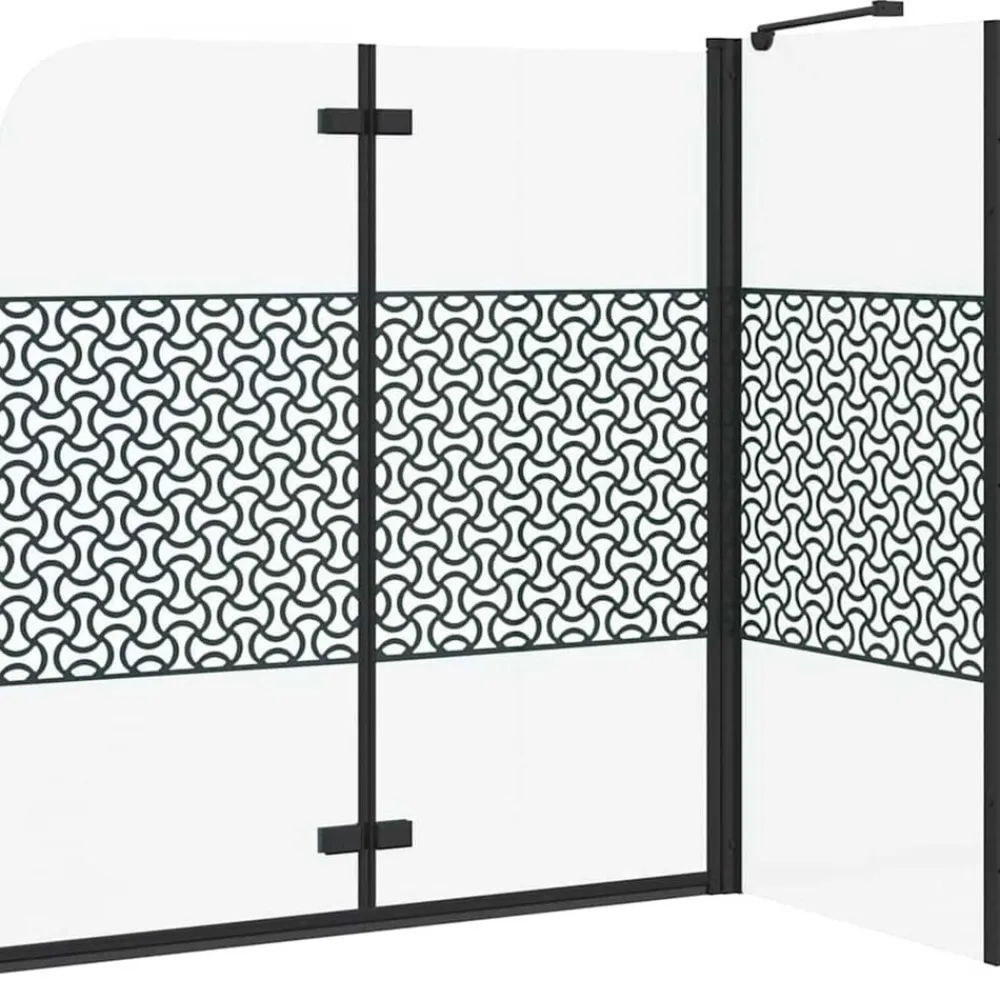 vidaXL Mampara de baño a rayas vidrio templado 120x68x130 cm Negro Discount