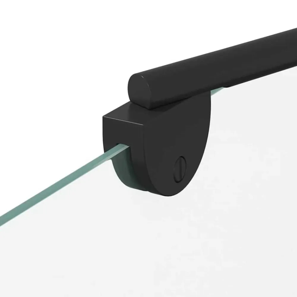 vidaXL Mampara de baño a rayas vidrio templado 120x68x130 cm Negro Discount