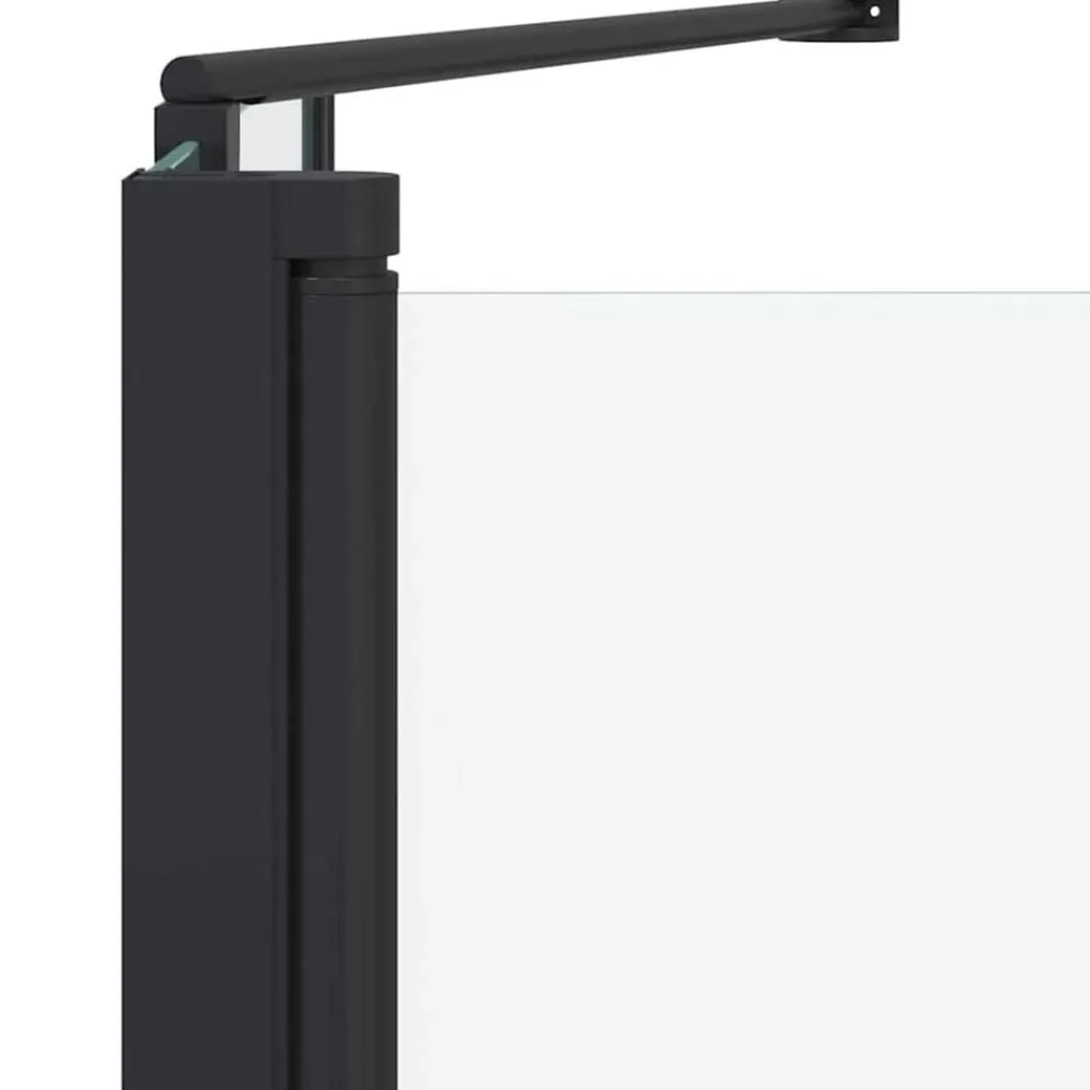vidaXL Mampara de baño a rayas vidrio templado 120x68x130 cm Negro Discount