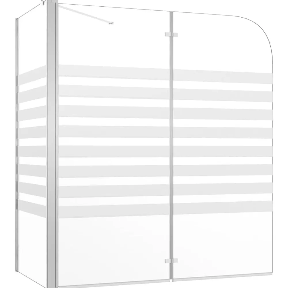 vidaXL Mampara de baño vidrio templado a rayas 120x68x130 cm Blanco Sale
