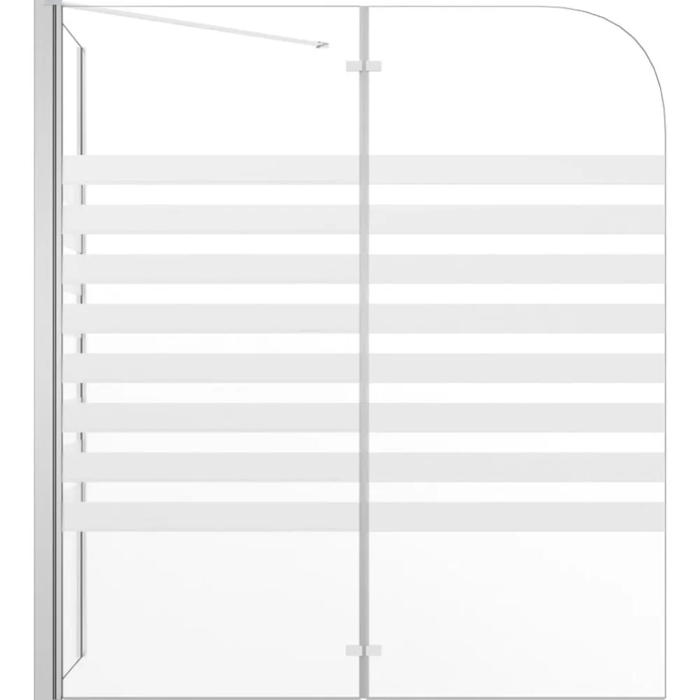 vidaXL Mampara de baño vidrio templado a rayas 120x68x130 cm Blanco Sale