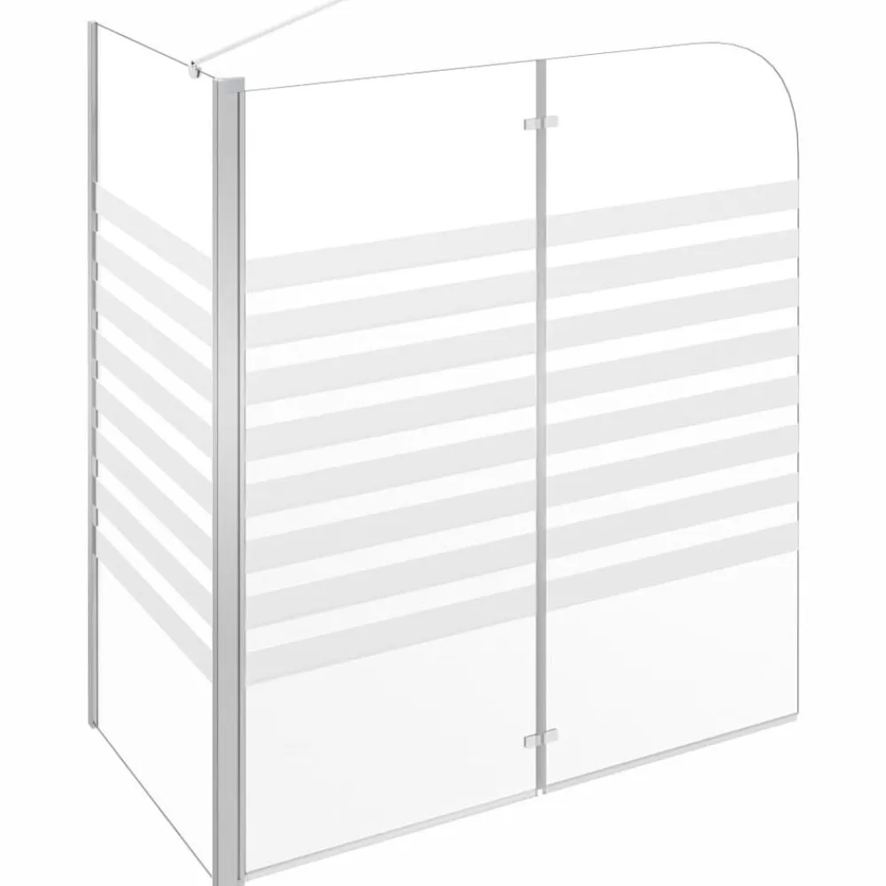 vidaXL Mampara de baño vidrio templado a rayas 120x68x130 cm Blanco Sale