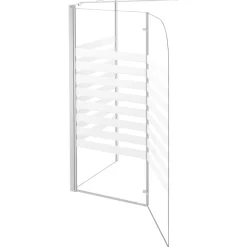 vidaXL Mampara de baño vidrio templado a rayas 120x68x130 cm Blanco Sale