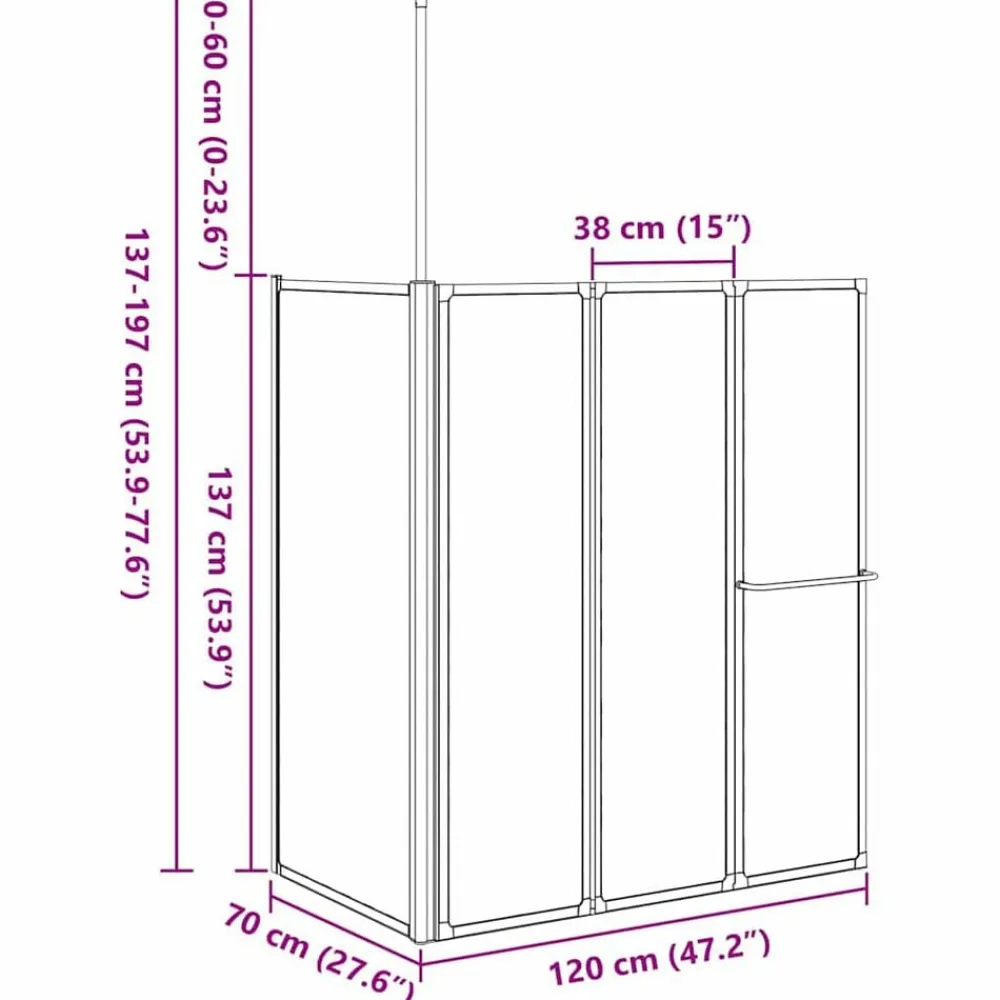vidaXL Mampara de ducha 120 x 70 x 137 cm Aluminio Best