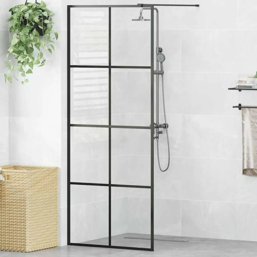 vidaXL Mampara de ducha accesible vidrio ESG claro 80x195 cm Negro Outlet