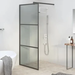vidaXL Fontanería-Mampara de ducha accesible vidrio ESG oscuro 80x195 cm