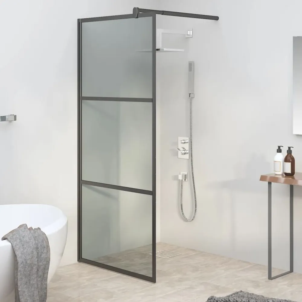 vidaXL Fontanería-Mampara de ducha accesible vidrio ESG oscuro 80x195 cm
