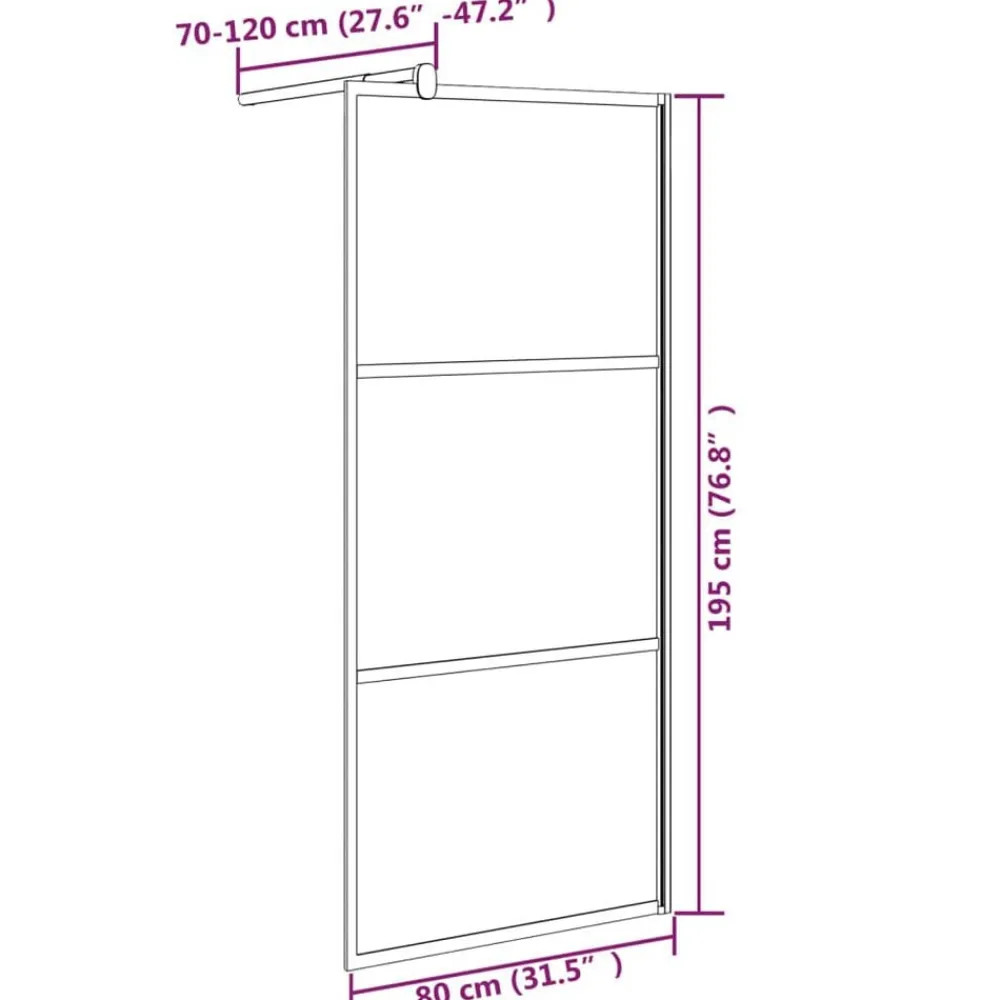 vidaXL Fontanería-Mampara de ducha accesible vidrio ESG oscuro 80x195 cm