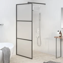 vidaXL Fontanería-Mampara de ducha accesible vidrio ESG esmerilado 80x195cm