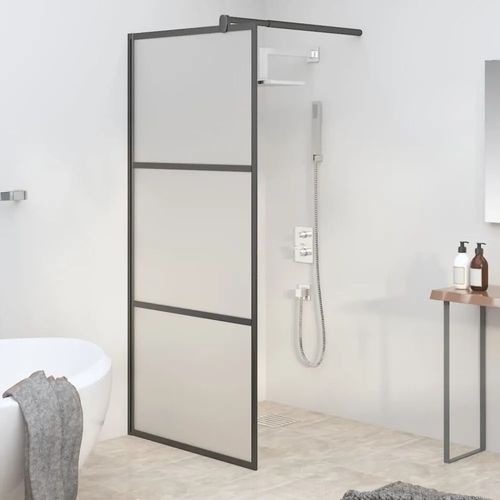 vidaXL Fontanería-Mampara de ducha accesible vidrio ESG esmerilado 80x195cm