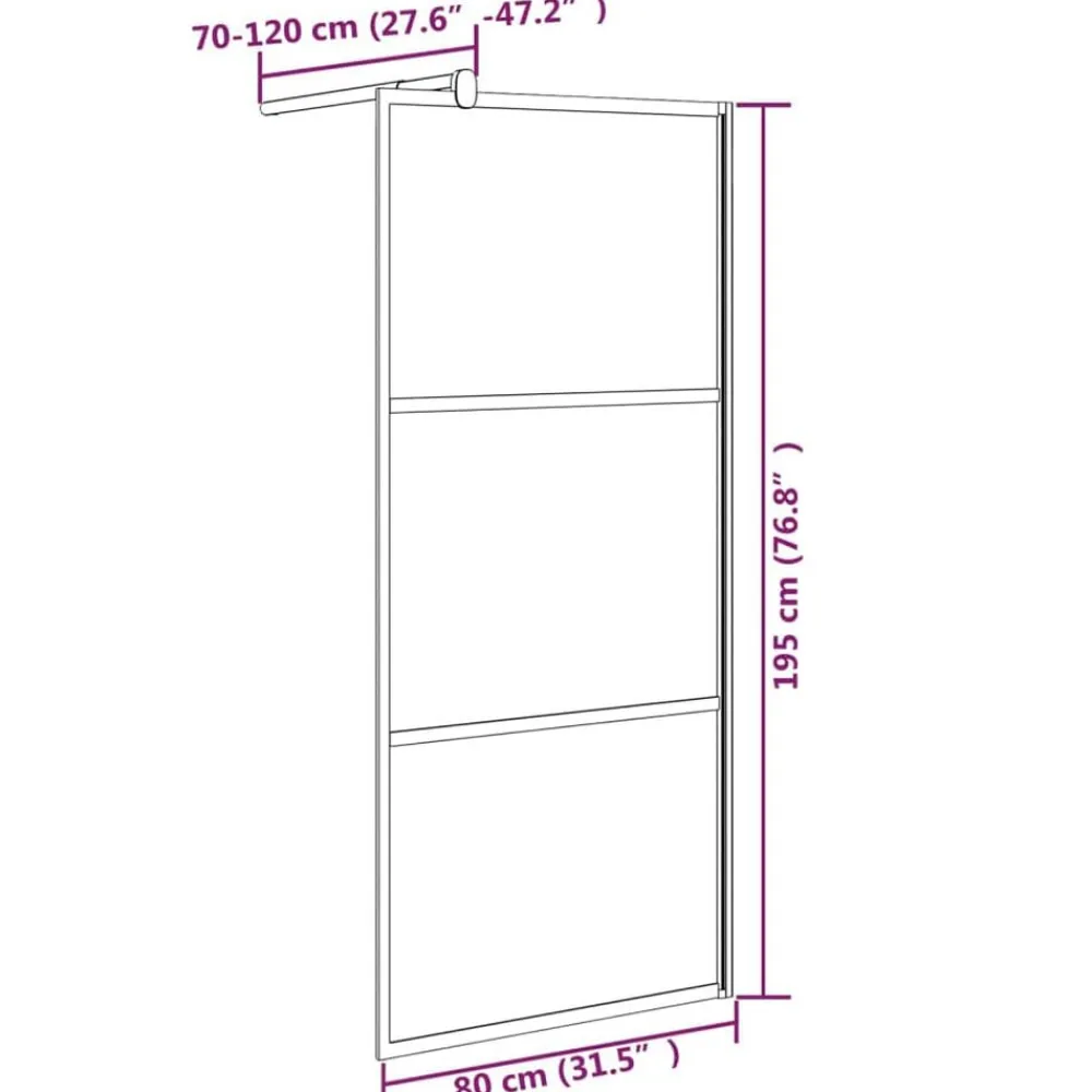 vidaXL Fontanería-Mampara de ducha accesible vidrio ESG esmerilado 80x195cm