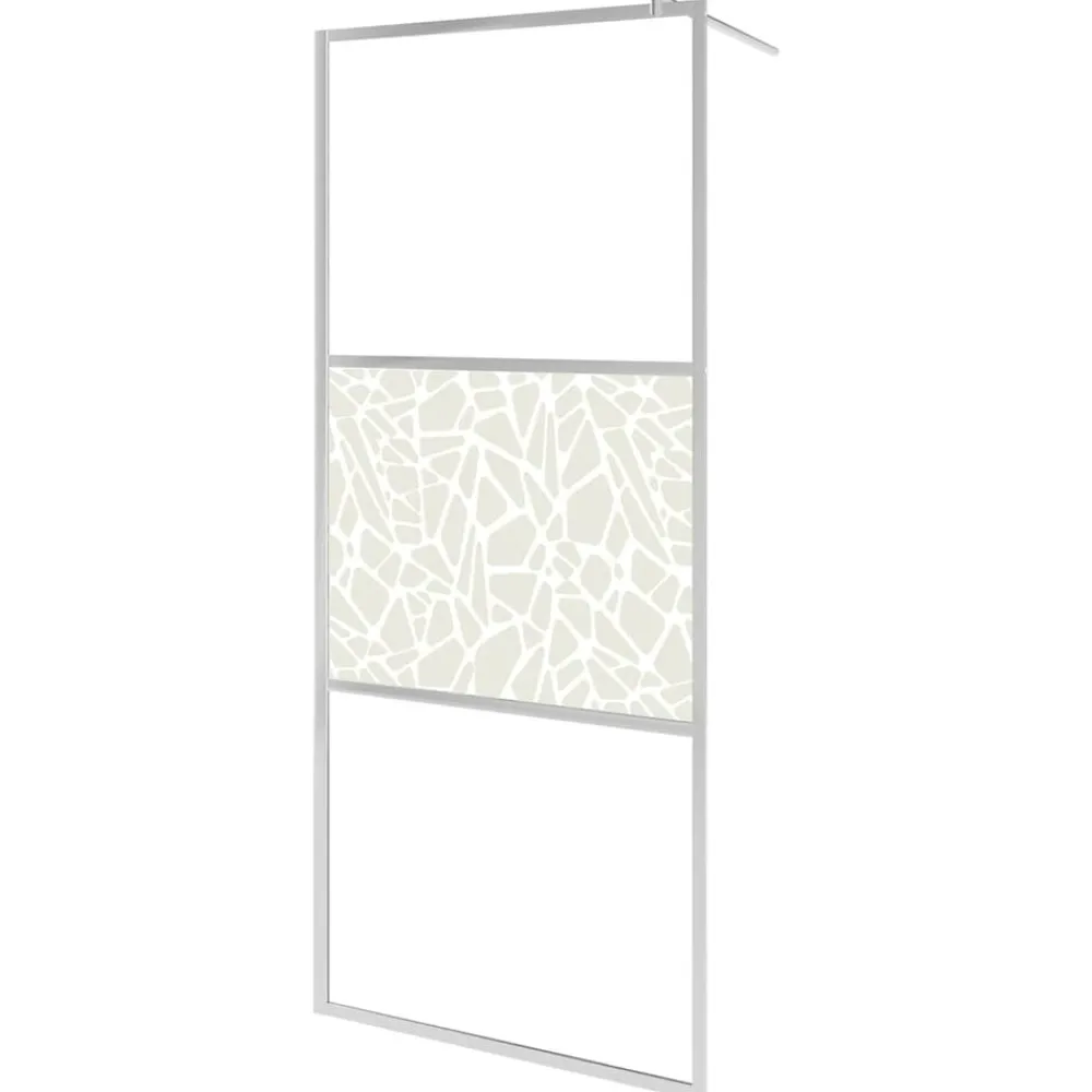 vidaXL Mampara de ducha accesible vidrio ESG diseño piedras 80x195 cm Plateado