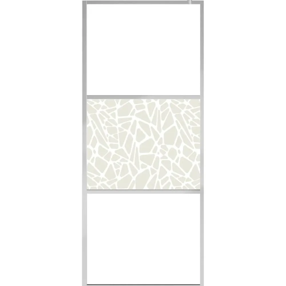 vidaXL Mampara de ducha accesible vidrio ESG diseño piedras 80x195 cm Plateado