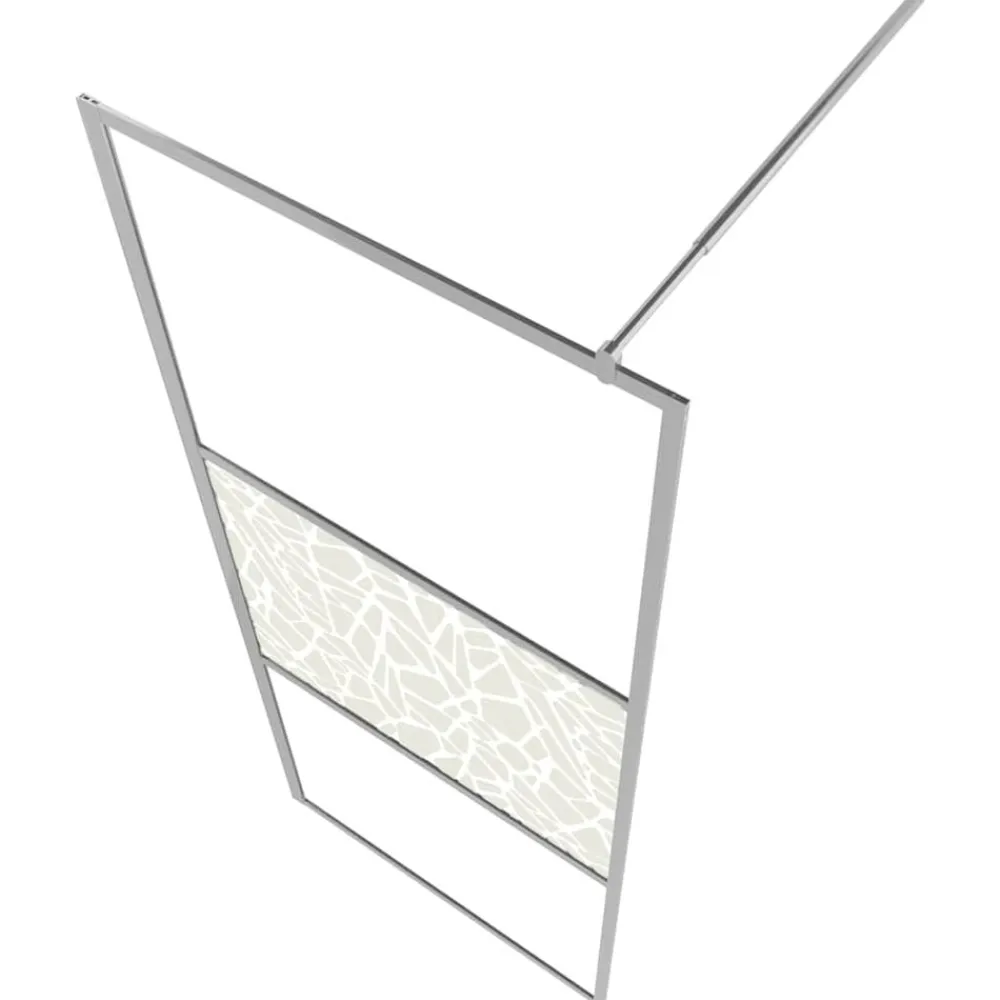 vidaXL Mampara de ducha accesible vidrio ESG diseño piedras 80x195 cm Plateado