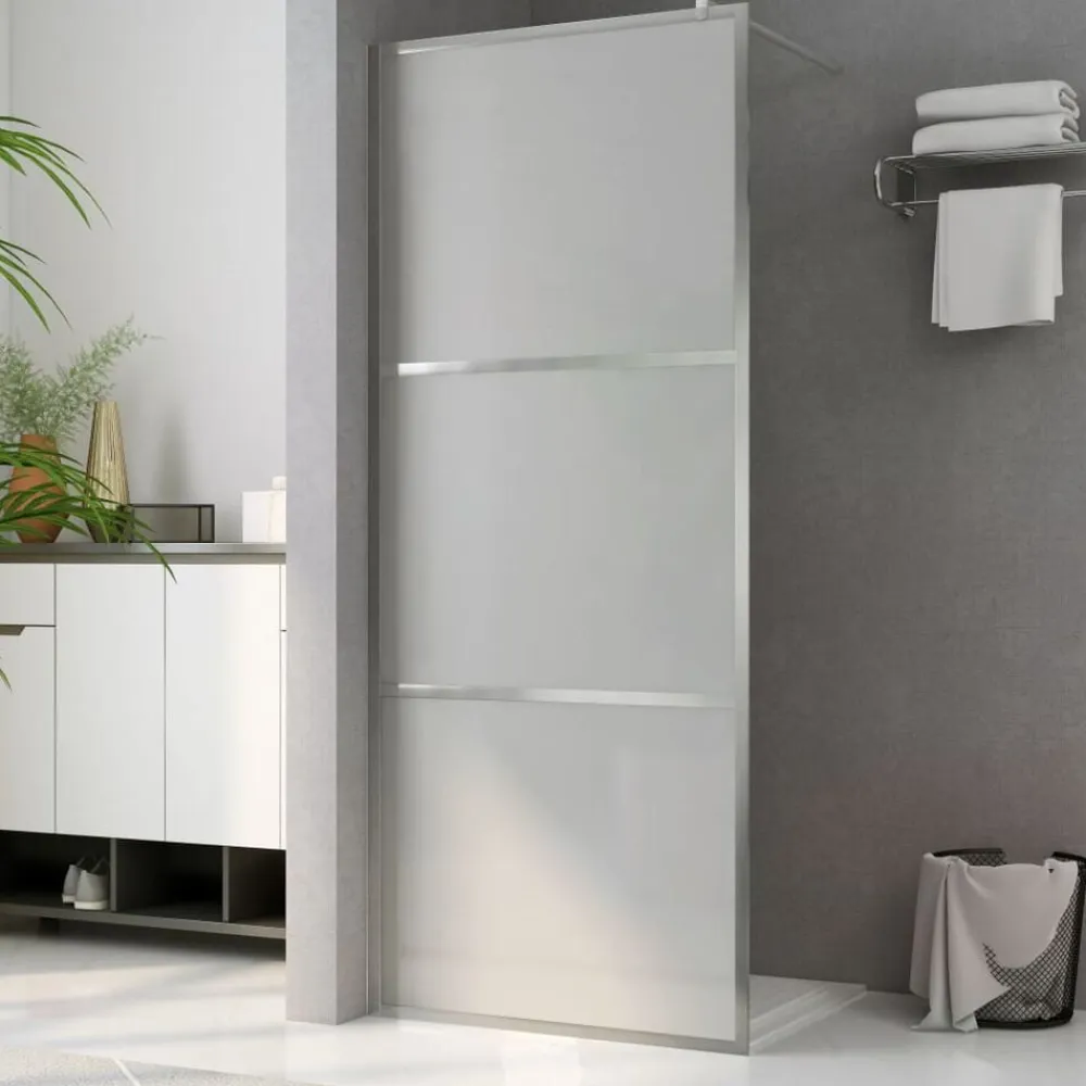 vidaXL Mampara de ducha accesible vidrio ESG esmerilado 80x195 cm Plateado Discount