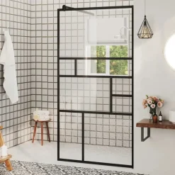 vidaXL Mampara de ducha accesible vidrio ESG claro 80x195 cm Negro Discount